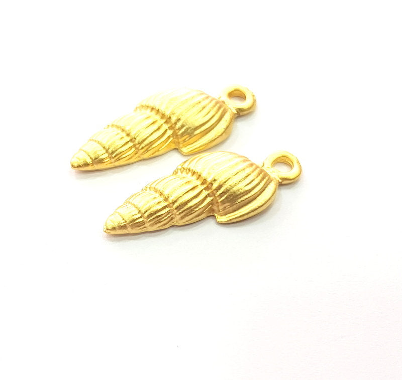 2 Oyster Charms Shell Charm Mussel Charms Sea Ocean Gold Pendant Gold Plated Shell Pendant (30x12mm)  G14715