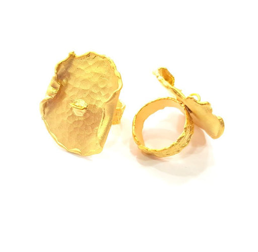 Gold Ring Settings Blank Mountings Adjustable Ring (16mm blank ) Gold Plated Brass G14716