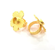 Gold Ring Settings Blank inlay Ring Mosaic Ring Bezel Base Cabochon Mountings Adjustable (10mm blank ) Gold Plated Brass G14717