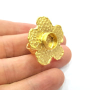 Gold Ring Settings Blank inlay Ring Mosaic Ring Bezel Base Cabochon Mountings Adjustable (10mm blank ) Gold Plated Brass G14717