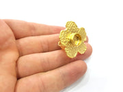 Gold Ring Settings Blank inlay Ring Mosaic Ring Bezel Base Cabochon Mountings Adjustable (10mm blank ) Gold Plated Brass G14717