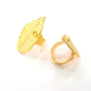 Gold Ring Settings Blank inlay Ring Mosaic Ring Bezel Base Cabochon Mountings Adjustable (4mm blank ) Gold Plated Brass G14719