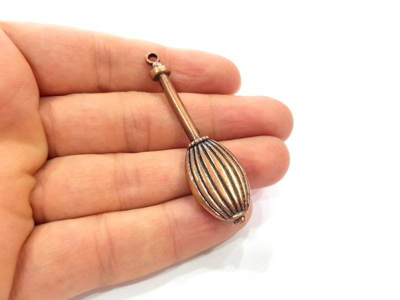 Copper Battle Knob Pendant Antique Copper Pendant Antique Copper Plated Metal ( 60x17 mm ) G14730