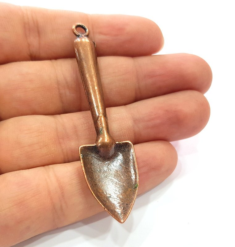 Copper Shovel Pendant Antique Copper Pendant Antique Copper Plated Metal ( 67x18 mm ) G14732