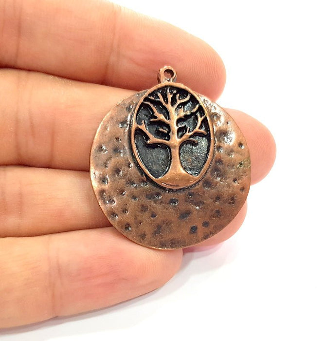 2 Copper Tree Pendant Antique Copper Pendant Antique Copper Plated Metal ( 34 mm ) G14733