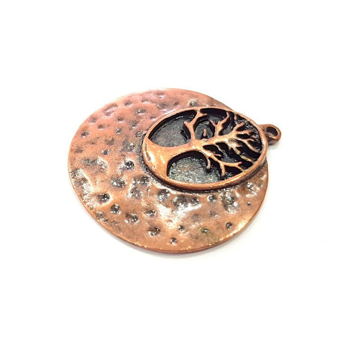 2 Copper Tree Pendant Antique Copper Pendant Antique Copper Plated Metal ( 34 mm ) G14733