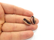 4 Cowrie Shell Charms Antique Copper Charm Antique Copper Plated Metal (20x13mm) G14735