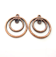 2 Copper Pendant Blank Mountings Antique Copper Plated Metal ( 4 mm round blank) G14736