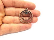 2 Copper Pendant Blank Mountings Antique Copper Plated Metal ( 4 mm round blank) G14736
