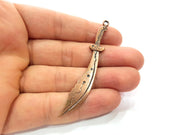 2 Sword Pendant Antique Copper Pendant Antique Copper Plated Metal ( 72x9 mm ) G14737