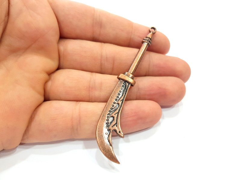 War Ax Pendant Antique Copper Pendant Antique Copper Plated Metal ( 81x13 mm ) G14739