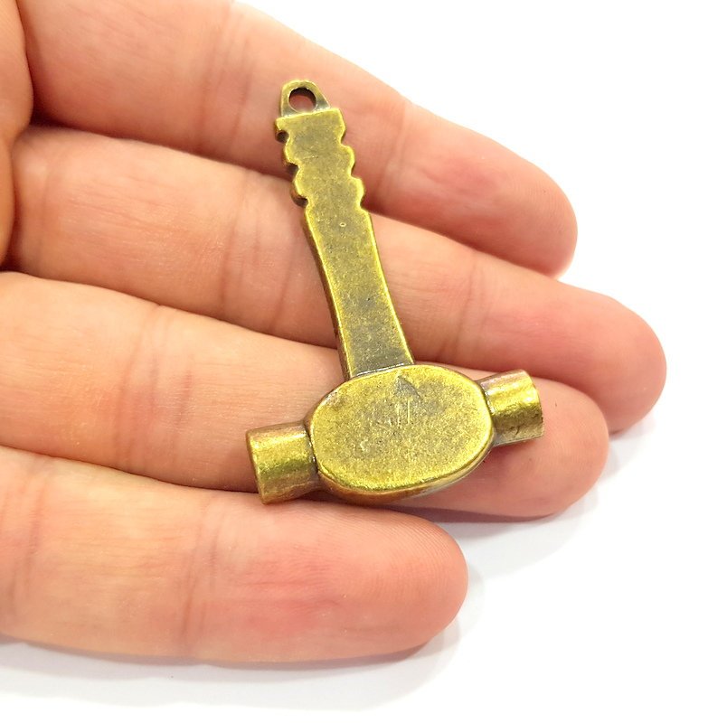 Hammer Pendant Antique Bronze Pendant Antique Bronze Plated Metal Pendant (50x32mm) G14740