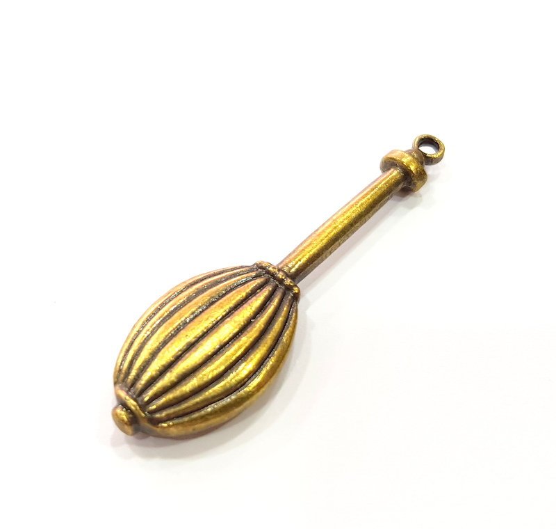Battle Knob Pendant Antique Bronze Pendant Antique Bronze Plated Metal Pendant (60x17mm) G14741