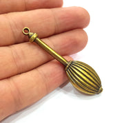 Battle Knob Pendant Antique Bronze Pendant Antique Bronze Plated Metal Pendant (60x17mm) G14741
