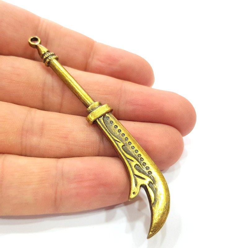 2 Battle Axe Pendant Antique Bronze Pendant Antique Bronze Plated Metal Pendant (80x14mm) G14742