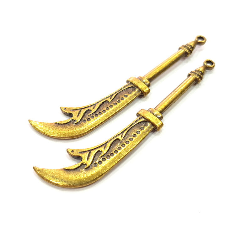 2 Battle Axe Pendant Antique Bronze Pendant Antique Bronze Plated Metal Pendant (80x14mm) G14742