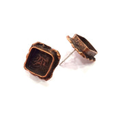 Earring Blank Base Settings Copper Resin Blank Cabochon Base inlay Blank Mountings Antique Copper Plated Brass (10x10mm blank) 1 Set  G14745
