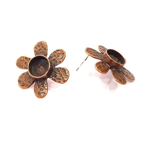 Earring Blank Base Settings Copper Resin Blank Cabochon Base inlay Blank Mountings Antique Copper Plated Brass (10mm blank) 1 Set  G14746