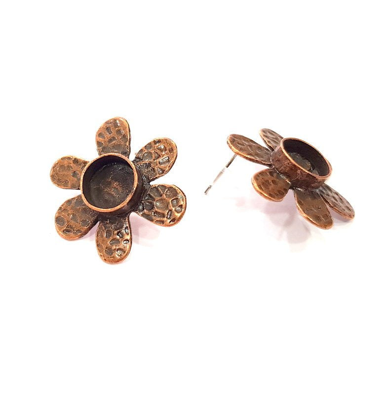 Earring Blank Base Settings Copper Resin Blank Cabochon Base inlay Blank Mountings Antique Copper Plated Brass (10mm blank) 1 Set  G14746