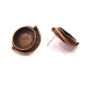 Earring Blank Base Settings Copper Resin Blank Cabochon Base inlay Blank Mountings Antique Copper Plated Brass (16mm blank) 1 Set  G14747