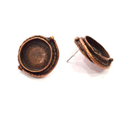 Earring Blank Base Settings Copper Resin Blank Cabochon Base inlay Blank Mountings Antique Copper Plated Brass (16mm blank) 1 Set  G14747
