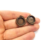 Earring Blank Base Settings Copper Resin Blank Cabochon Base inlay Blank Mountings Antique Copper Plated Brass (16mm blank) 1 Set  G14747