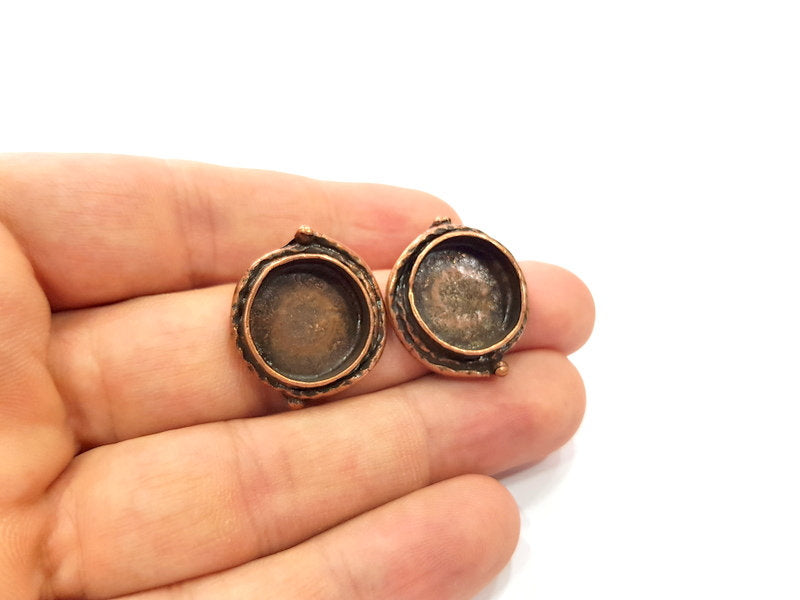 Earring Blank Base Settings Copper Resin Blank Cabochon Base inlay Blank Mountings Antique Copper Plated Brass (16mm blank) 1 Set  G14747