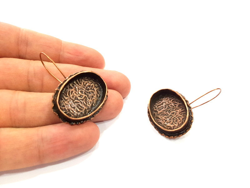 Earring Blank Base Settings Copper Resin Blank Cabochon Base inlay Blank Mountings Antique Copper Plated Brass (25x18mm blank) 1 Set  G14748
