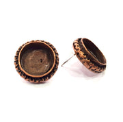 Earring Blank Base Settings Copper Resin Blank Cabochon Base inlay Blank Mountings Antique Copper Plated Brass (16mm blank) 1 Set  G14749