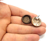 Earring Blank Base Settings Copper Resin Blank Cabochon Base inlay Blank Mountings Antique Copper Plated Brass (16mm blank) 1 Set  G14749