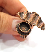 Copper Ring Settings inlay Ring Blank Mosaic Ring Bezel Base Cabochon Mountings ( 10 mm blank) Antique Copper Plated Brass G14751