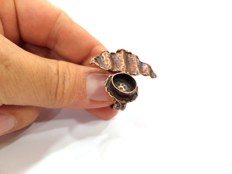 Copper Ring Settings inlay Ring Blank Mosaic Ring Bezel Base Cabochon Mountings ( 10 mm blank) Antique Copper Plated Brass G14751