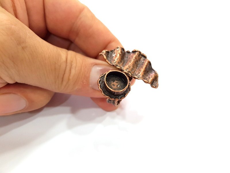 Copper Ring Settings inlay Ring Blank Mosaic Ring Bezel Base Cabochon Mountings ( 10 mm blank) Antique Copper Plated Brass G14751