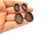 Earring Blank Base Settings Copper Resin Blank Cabochon Base inlay Mountings Antique Copper Plated Brass (25x18+18x13mm blank) 1 Set G14756