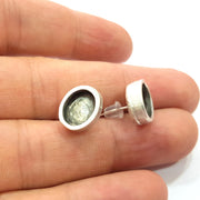 Earring Blank Base Settings Silver Resin Blank Cabochon Base inlay Blank Mountings Antique Silver Plated Metal (10x8mm blank) 1 Set  G14757