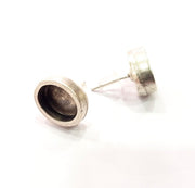 Earring Blank Base Settings Silver Resin Blank Cabochon Base inlay Blank Mountings Antique Silver Plated Metal (10x8mm blank) 1 Set  G14757