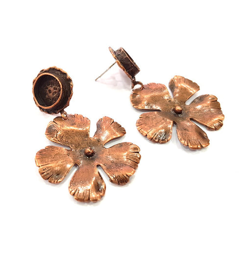 Earring Blank Base Settings Copper Resin Blank Cabochon Base inlay Blank Mountings Antique Copper Plated Brass (10mm blank) 1 Set  G14761