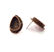 Earring Blank Base Settings Copper Resin Blank Cabochon Base inlay Blank Mountings Antique Copper Plated Brass (14x10mm blank) 1 Set  G14762