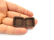 Earring Blank Base Settings Copper Resin Blank Cabochon Base inlay Blank Mountings Antique Copper Plated Brass (18x18mm blank) 1 Set  G14763