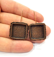 Earring Blank Base Settings Copper Resin Blank Cabochon Base inlay Blank Mountings Antique Copper Plated Brass (18x18mm blank) 1 Set  G14763