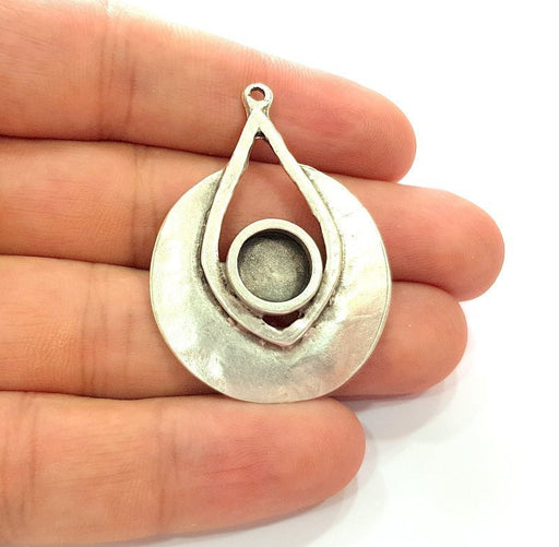 2 Silver Base Blank inlay Blank Earring Base Resin Blank Mosaic Mountings Antique Silver Plated Metal (10 mm blank )  G14603