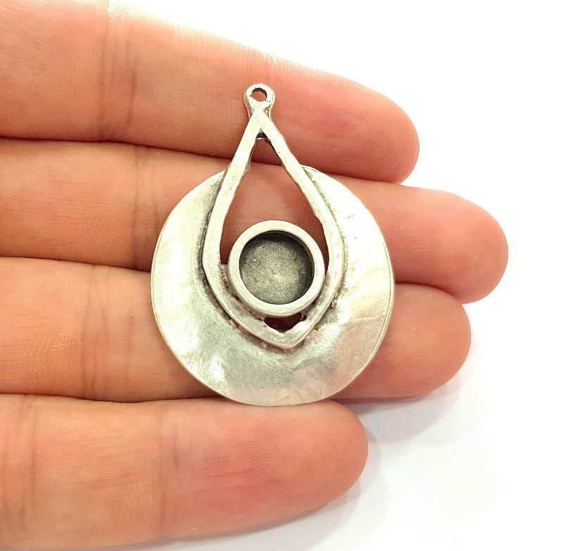 Silver Base Blank inlay Blank Earring Base Resin Blank Mosaic Mountings Antique Silver Plated Metal (10 mm blank )  G14603