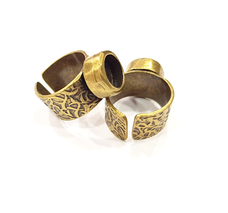 Antique Bronze Ring Blank Setting Cabochon Base inlay Ring Backs Mounting Adjustable Ring Bezel (8mm blank) Antique Bronze Plated G15637