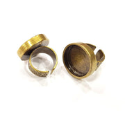 Antique Bronze Ring Blank Setting Cabochon Base inlay Ring Backs Mounting Adjustable Ring Bezel (20mm blank) Antique Bronze Plated G15638