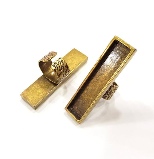Antique Bronze Ring Blank Setting Cabochon Base inlay Ring Backs Mounting Adjustable Ring Bezel (50x10mm blank) Antique Bronze Plated G15639