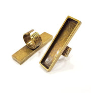 Antique Bronze Ring Blank Setting Cabochon Base inlay Ring Backs Mounting Adjustable Ring Bezel (50x10mm blank) Antique Bronze Plated G15639