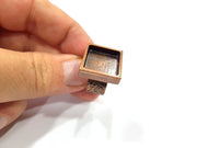 Copper Ring Blank Setting Cabochon Base inlay Ring Backs Mounting Adjustable Ring Base Bezel (16x16mm blank) Antique Copper Plated G15641