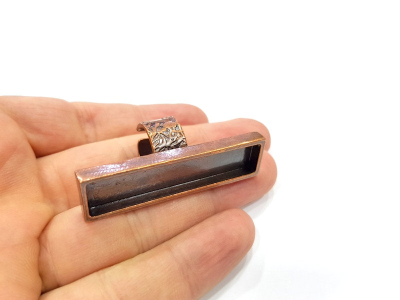 Copper Ring Blank Setting Cabochon Base inlay Ring Backs Mounting Adjustable Ring Base Bezel (50x10mm blank) Antique Copper Plated G15642