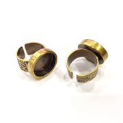 Antique Bronze Ring Blank Setting Cabochon Base inlay Ring Backs Mounting Adjustable Ring Bezel (16mm blank) Antique Bronze Plated G15643