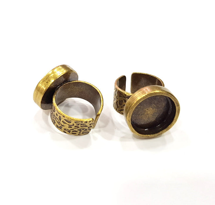 Antique Bronze Ring Blank Setting Cabochon Base inlay Ring Backs Mounting Adjustable Ring Bezel (16mm blank) Antique Bronze Plated G15643